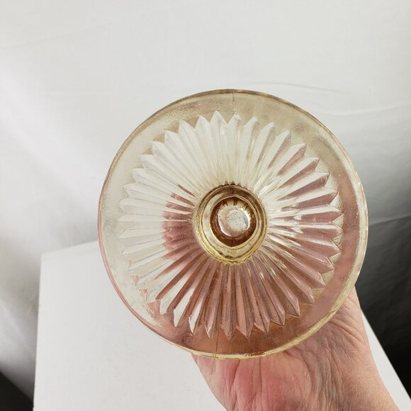 Vtg Jeanette Iridescent Carnival Glass Footed Vase - Picture 5 of 5